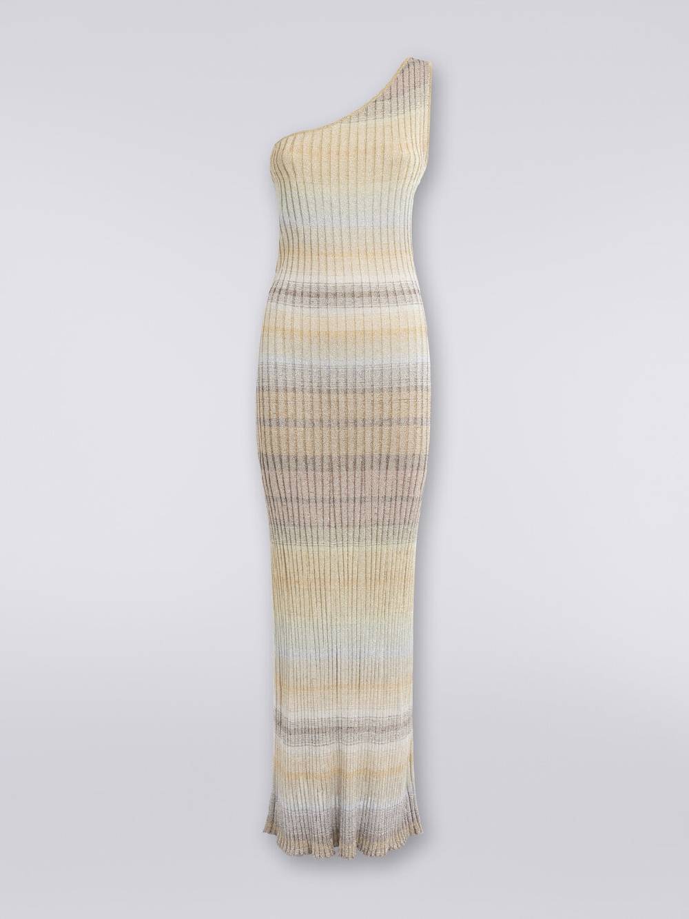 M Missoni Abito lungo monospalla a costine con lurex Soddisfazione Garantita