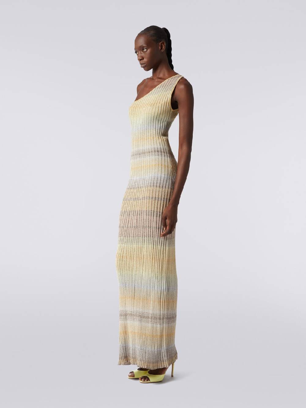 M Missoni Abito lungo monospalla a costine con lurex Soddisfazione Garantita
