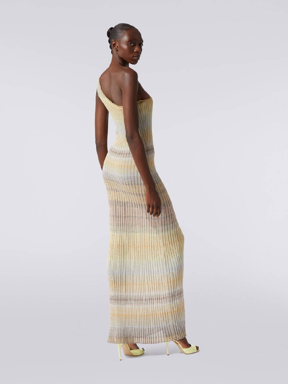 M Missoni Abito lungo monospalla a costine con lurex Soddisfazione Garantita