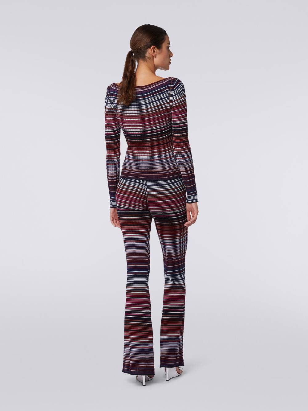 M Missoni Pantaloni flare in maglia di cotone e viscosa a righe Negozi Online