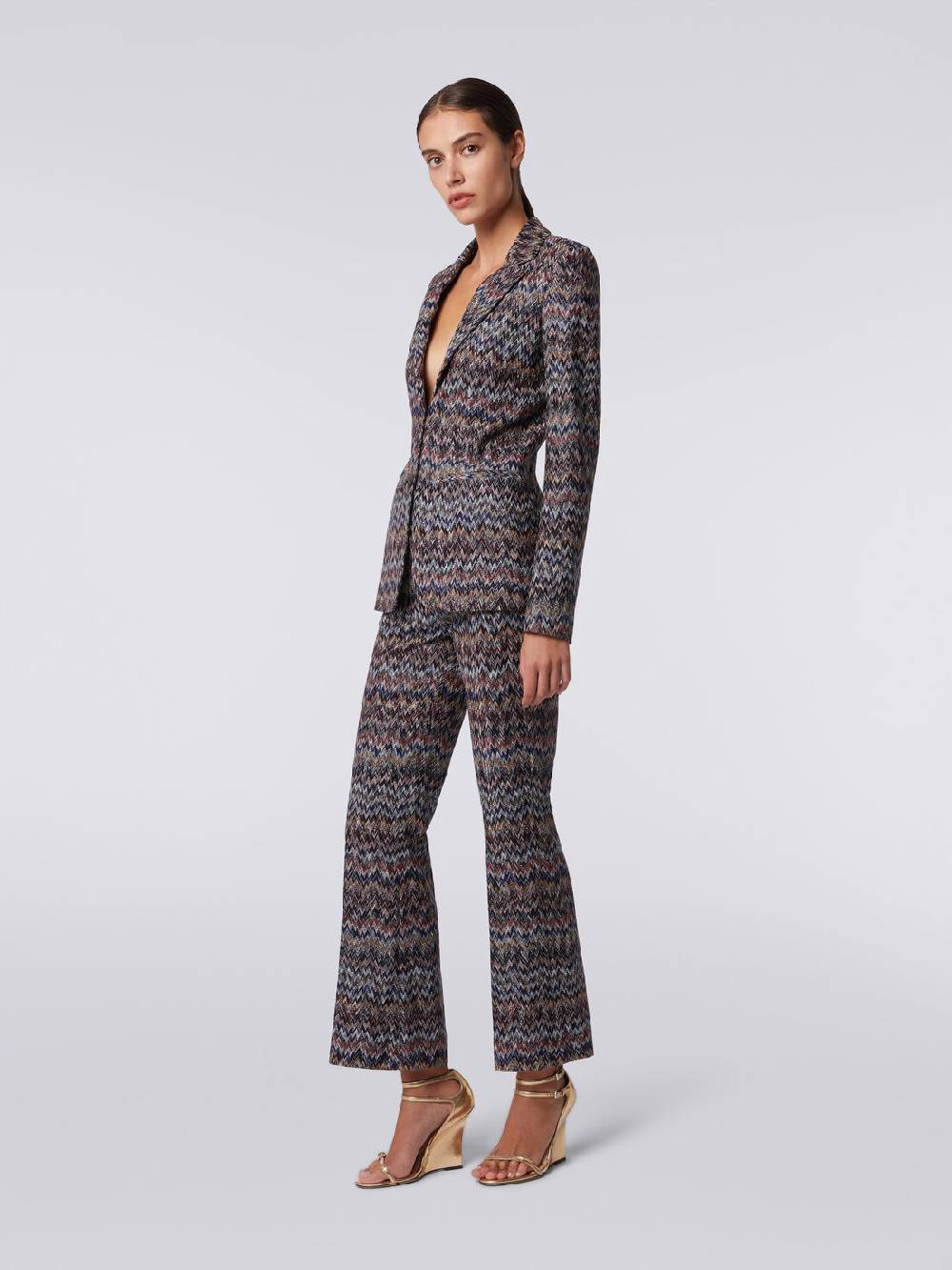M Missoni Pantaloni cropped in misto viscosa lamé zig zag Fino Al -60%