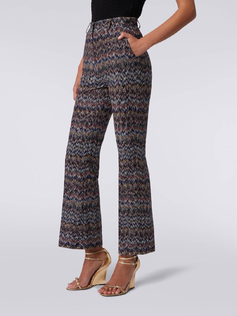 M Missoni Pantaloni cropped in misto viscosa lamé zig zag Fino Al -60%
