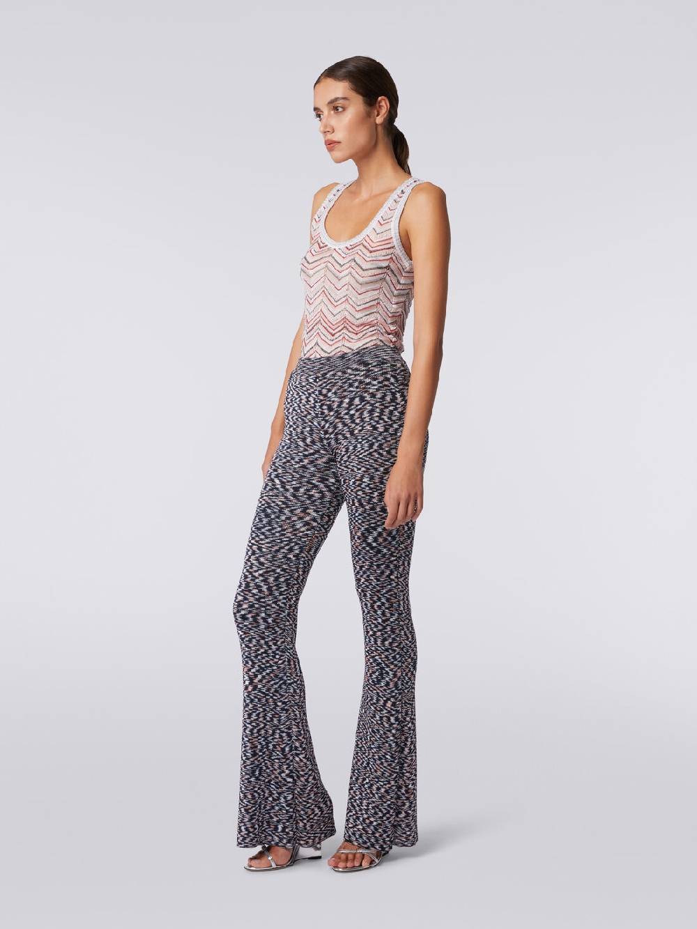M Missoni Pantaloni flare in misto viscosa fiammata Sottocosto