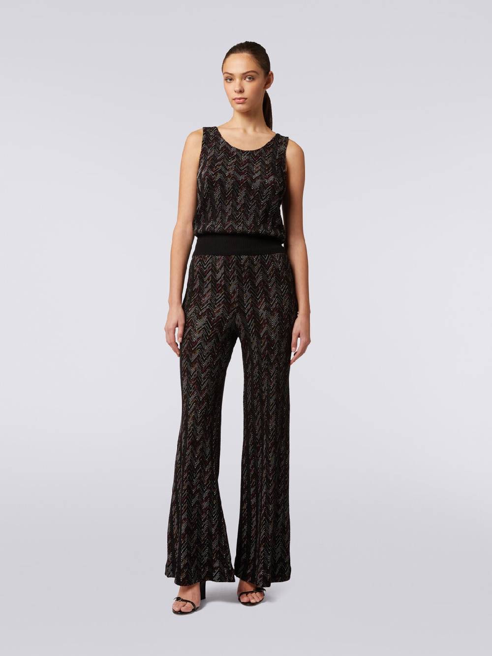 M Missoni Pantaloni a palazzo in lana e viscosa zig zag Convenienza