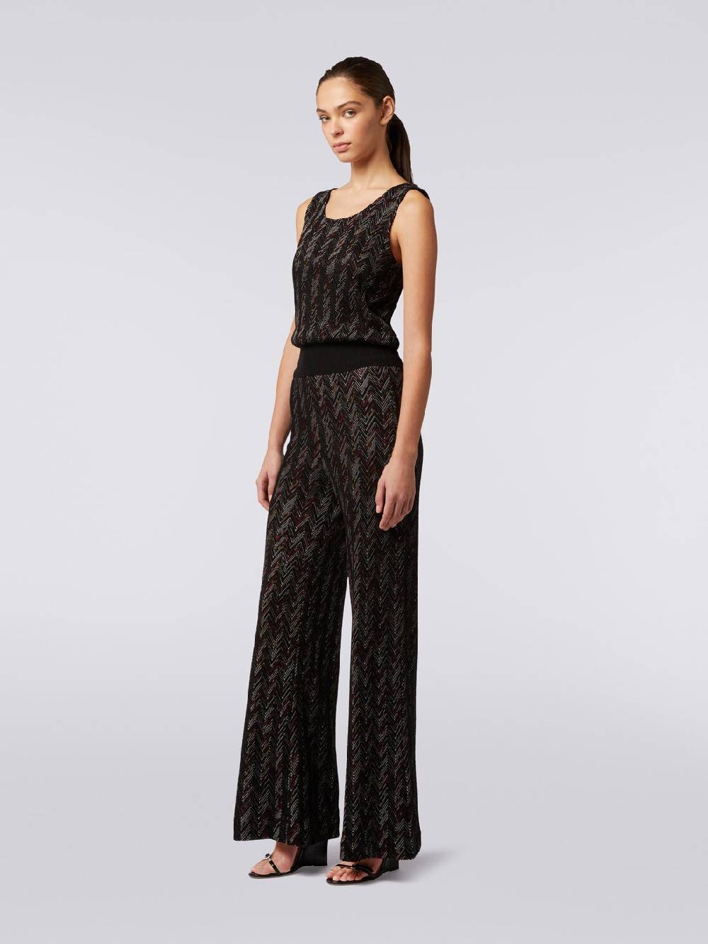 M Missoni Pantaloni a palazzo in lana e viscosa zig zag Convenienza