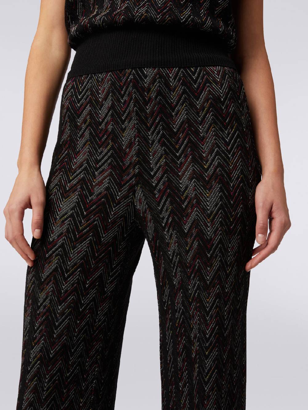 M Missoni Pantaloni a palazzo in lana e viscosa zig zag Convenienza