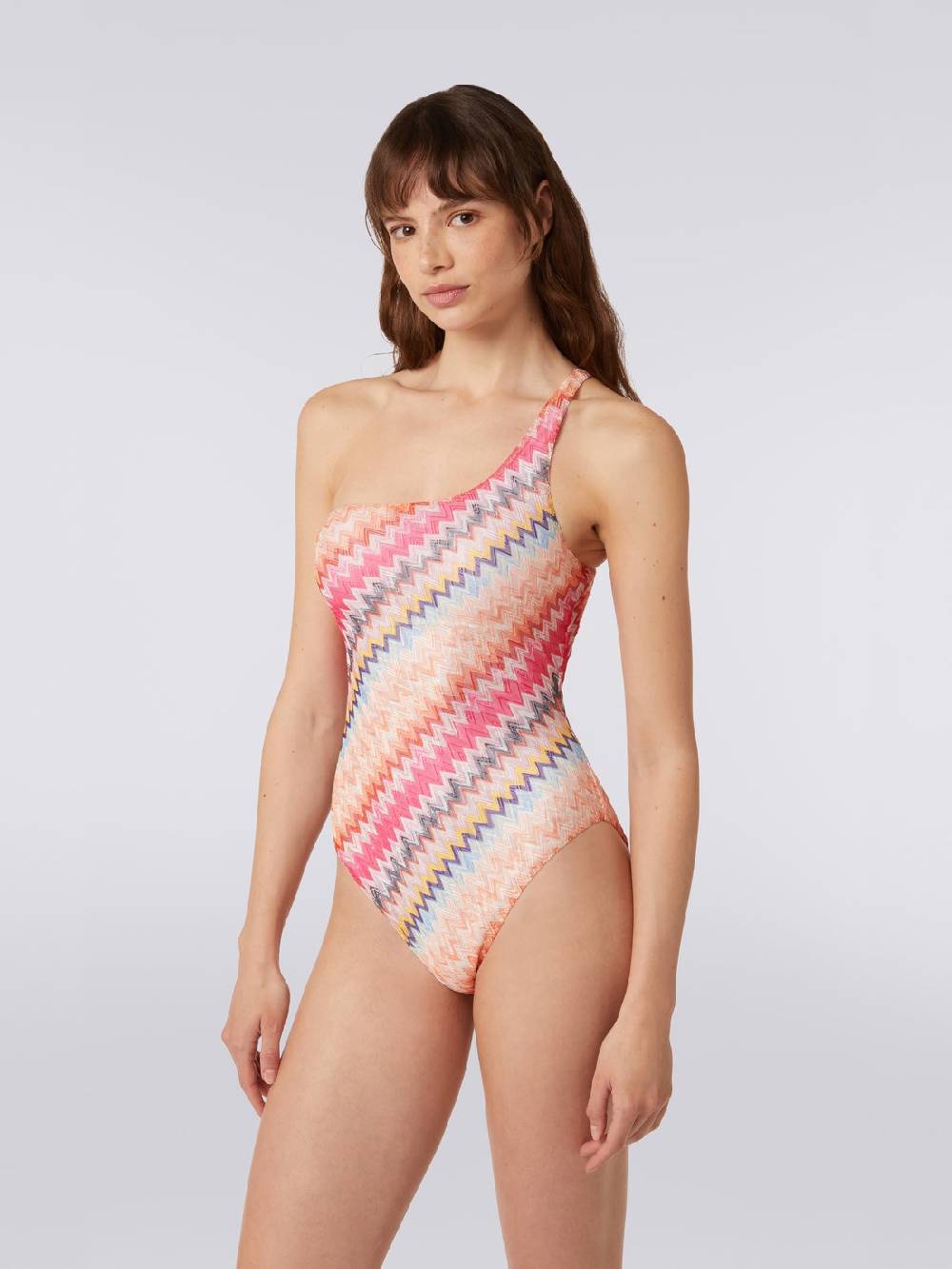 M Missoni Costume intero monospalla in viscosa chevron Presa