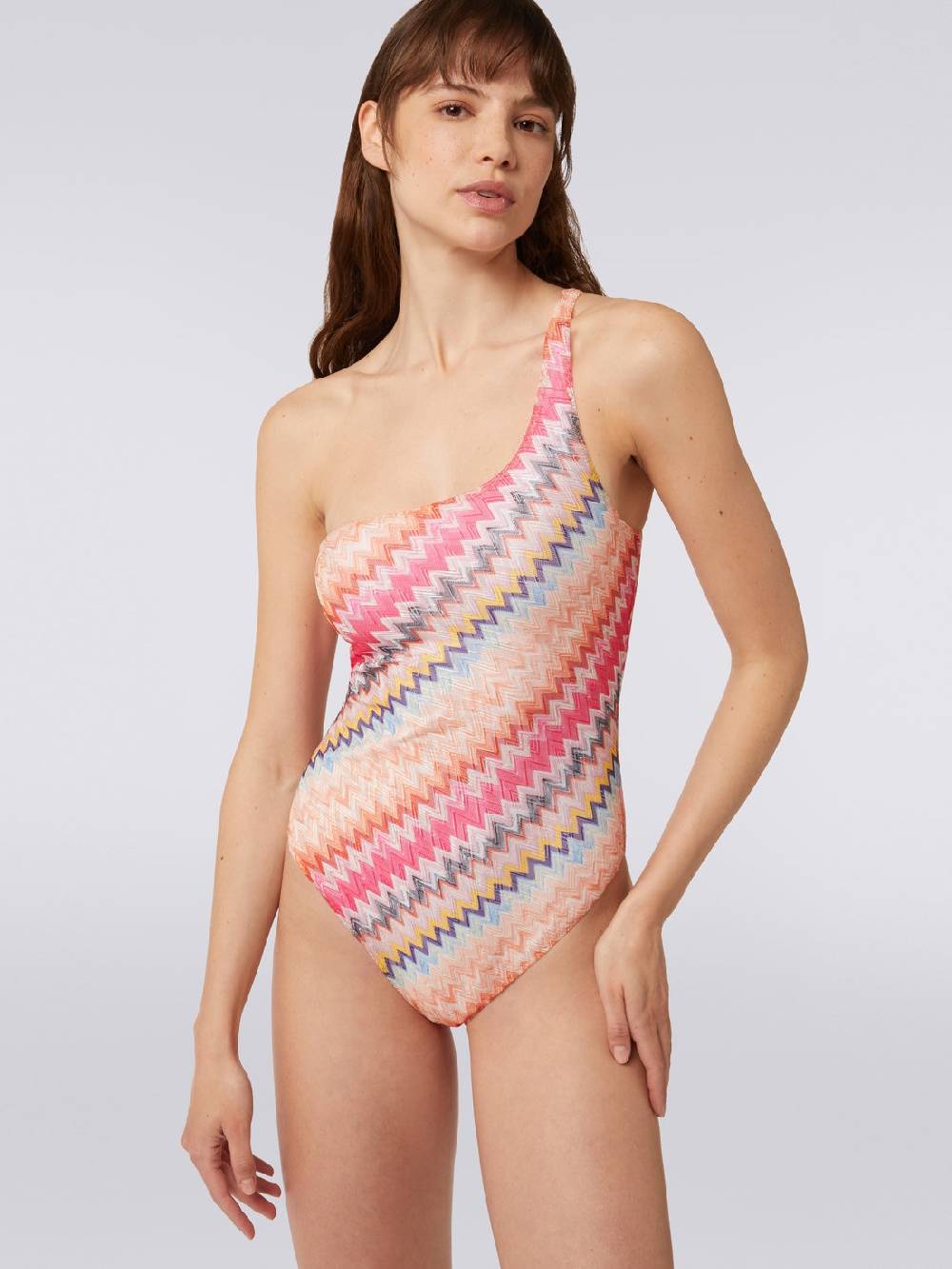 M Missoni Costume intero monospalla in viscosa chevron Presa