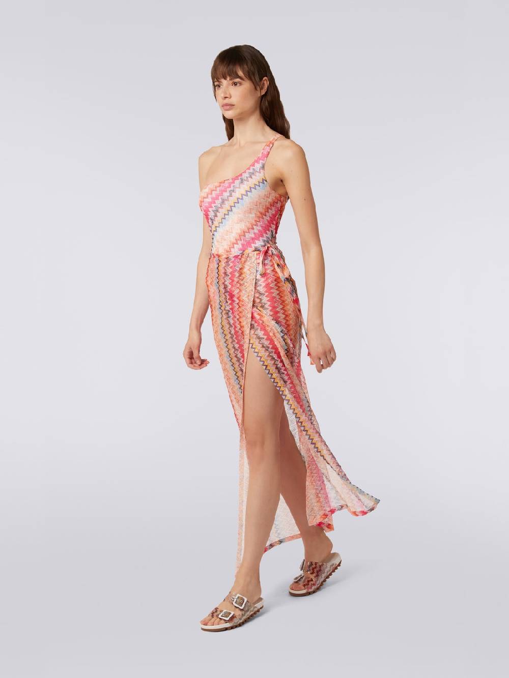M Missoni Gonna lunga copricostume in tulle chevron Sconto