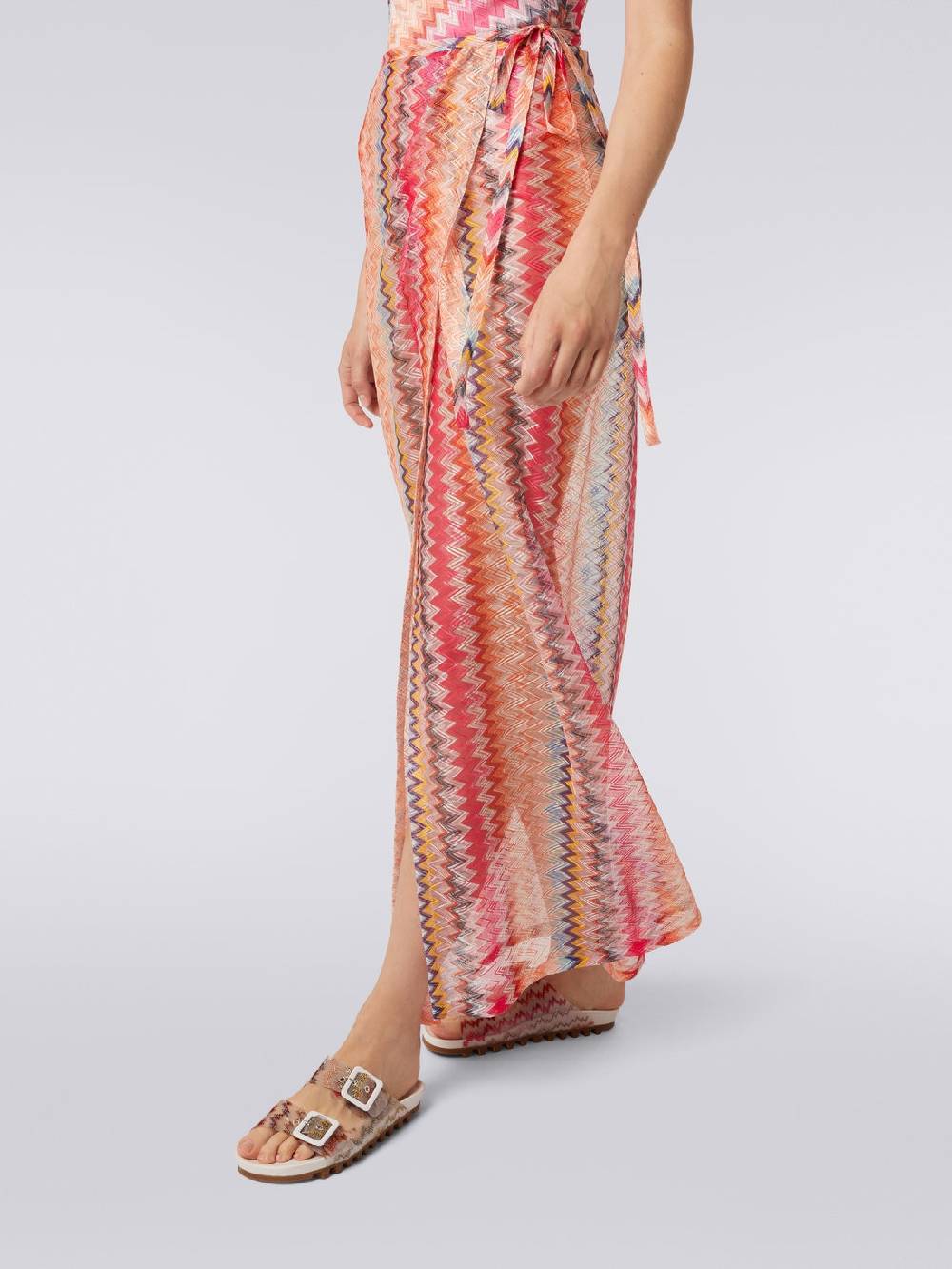 M Missoni Gonna lunga copricostume in tulle chevron Sconto