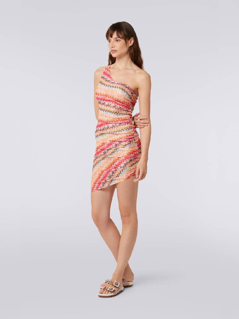 M Missoni Copricostume corto monospalla in tulle chevron Online