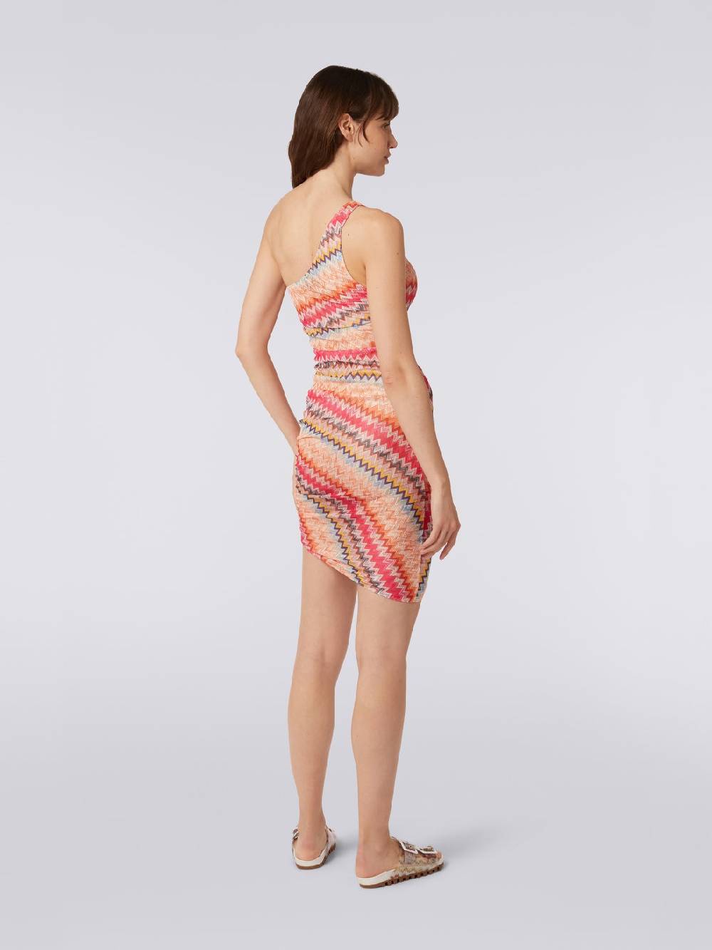 M Missoni Copricostume corto monospalla in tulle chevron Online