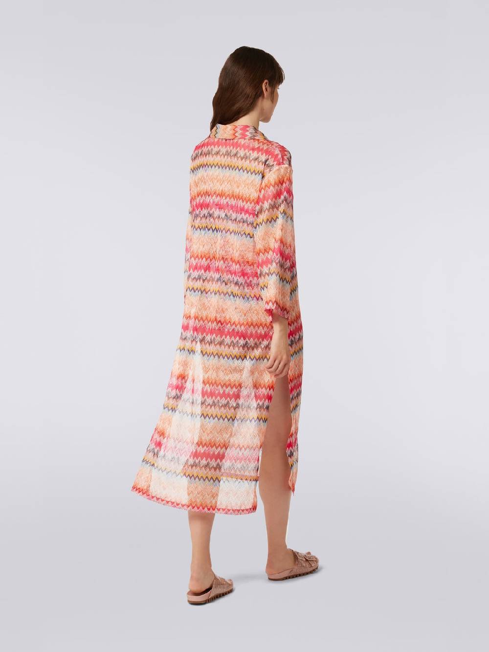 M Missoni Copricostume lungo con maniche lunghe in tulle di viscosa chevron Outlet