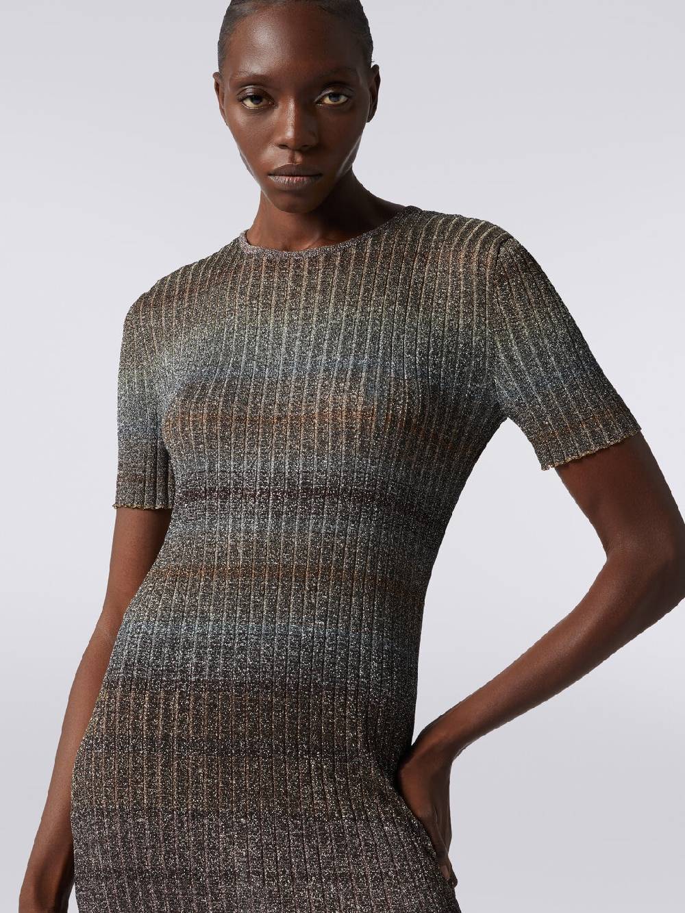 M Missoni Mini-abito girocollo a costine con lurex In Vendita