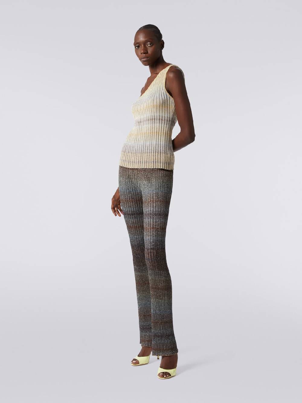 M Missoni Pantaloni dritti in viscosa e lurex a costine Saldi