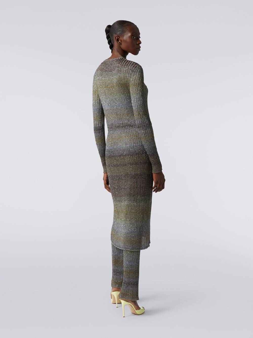 M Missoni Cardigan lungo in viscosa a costine con lurex Offerte