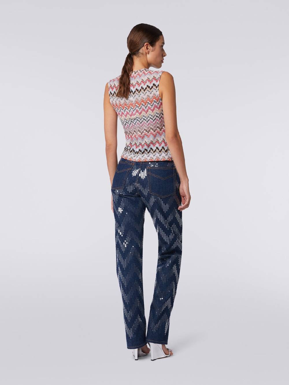 M Missoni Canottiera girocollo zig zag con arricciature Vendita Calda
