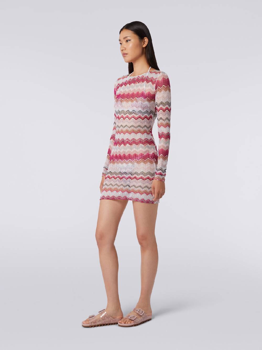 M Missoni Abito crochet zig zag con lurex Vendita Economica