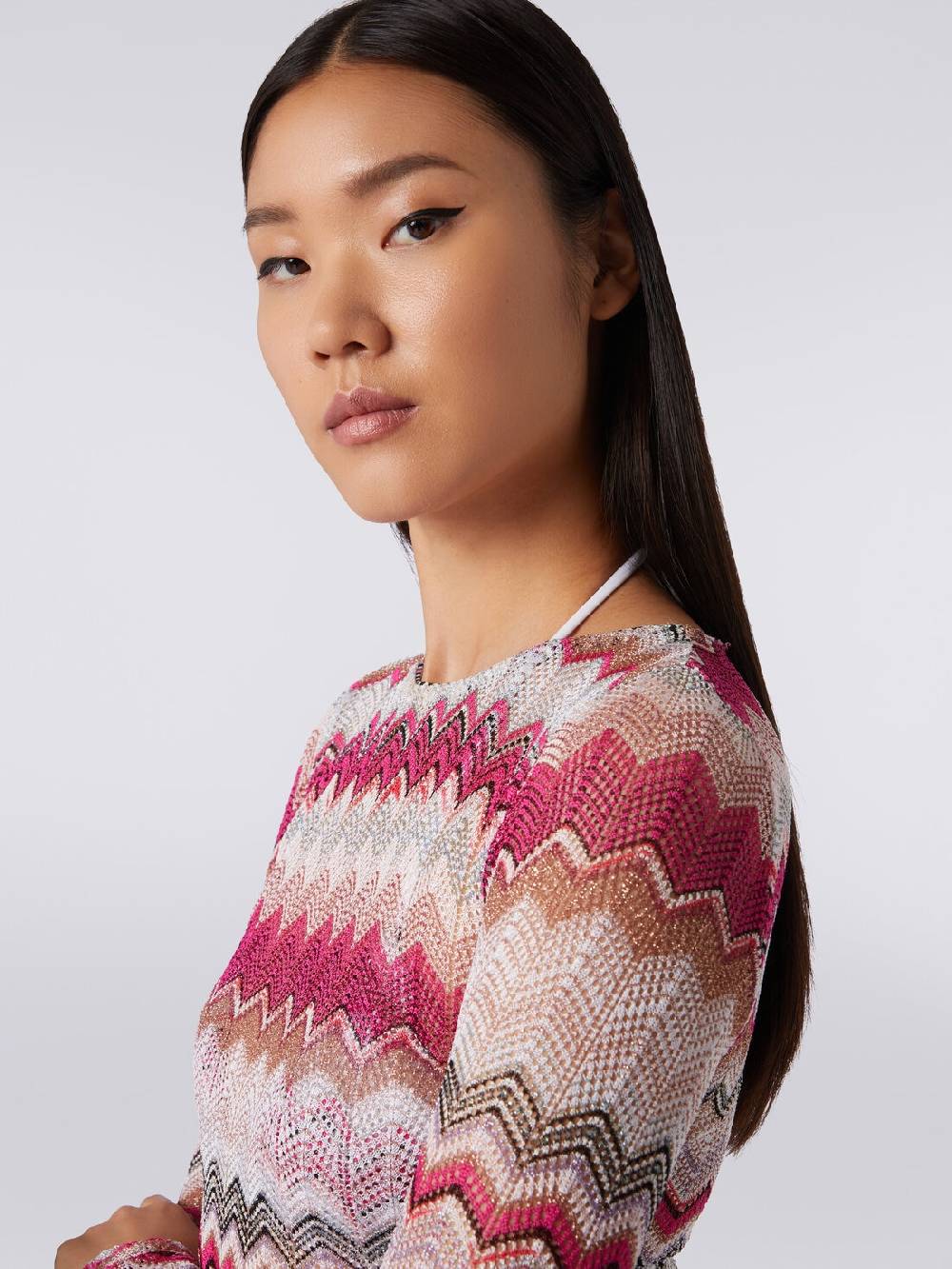 M Missoni Abito crochet zig zag con lurex Vendita Economica