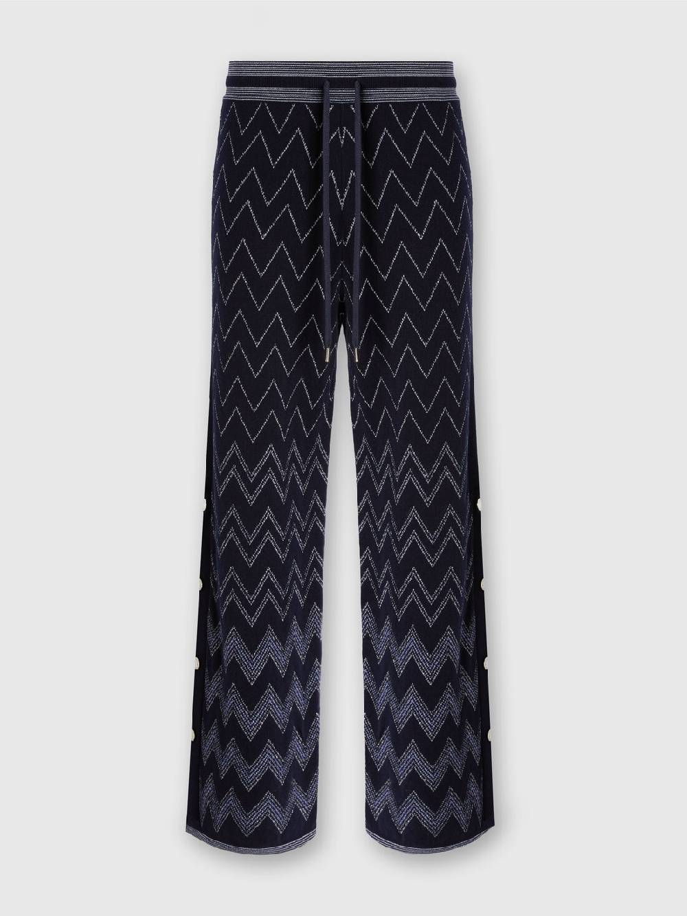 M Missoni Joggers in lana e viscosa zig zag con lurex Nuova