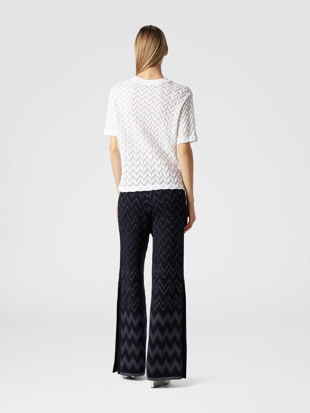 M Missoni Joggers in lana e viscosa zig zag con lurex Nuova