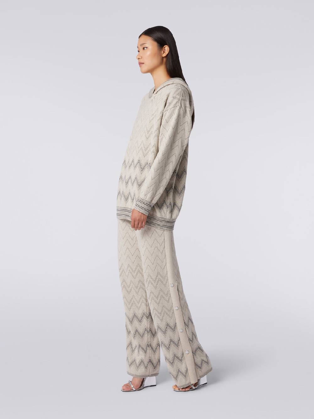 M Missoni Joggers in lana e viscosa zig zag con lurex Prezzo di fabbrica