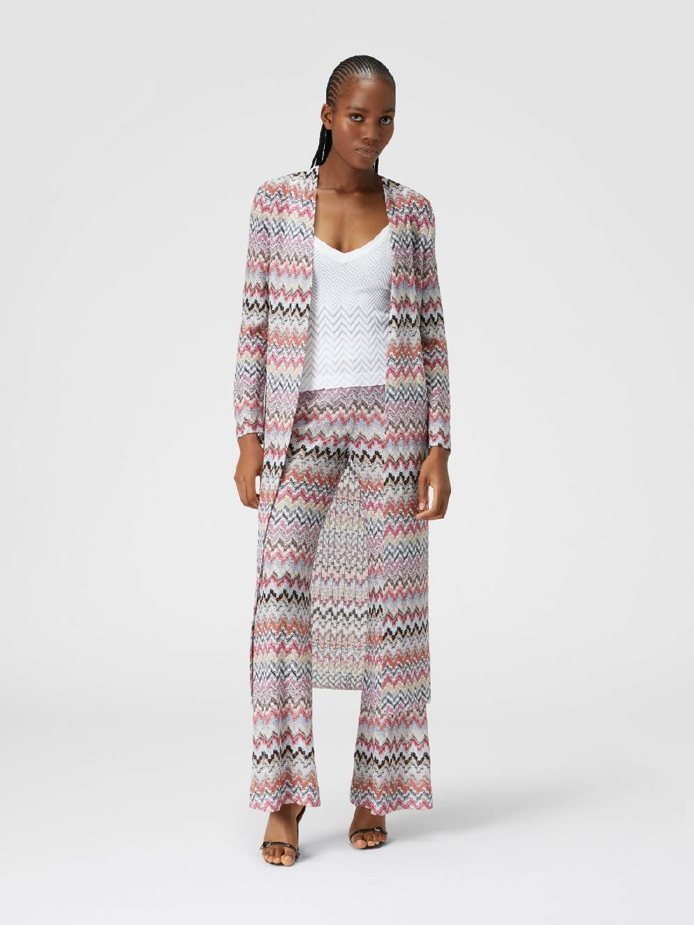 M Missoni Pantaloni flare in misto viscosa lamé zig zag Offerta speciale