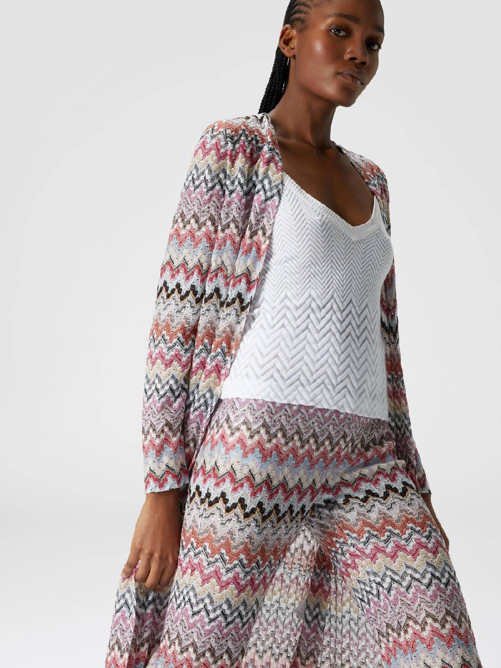 M Missoni Pantaloni flare in misto viscosa lamé zig zag Offerta speciale