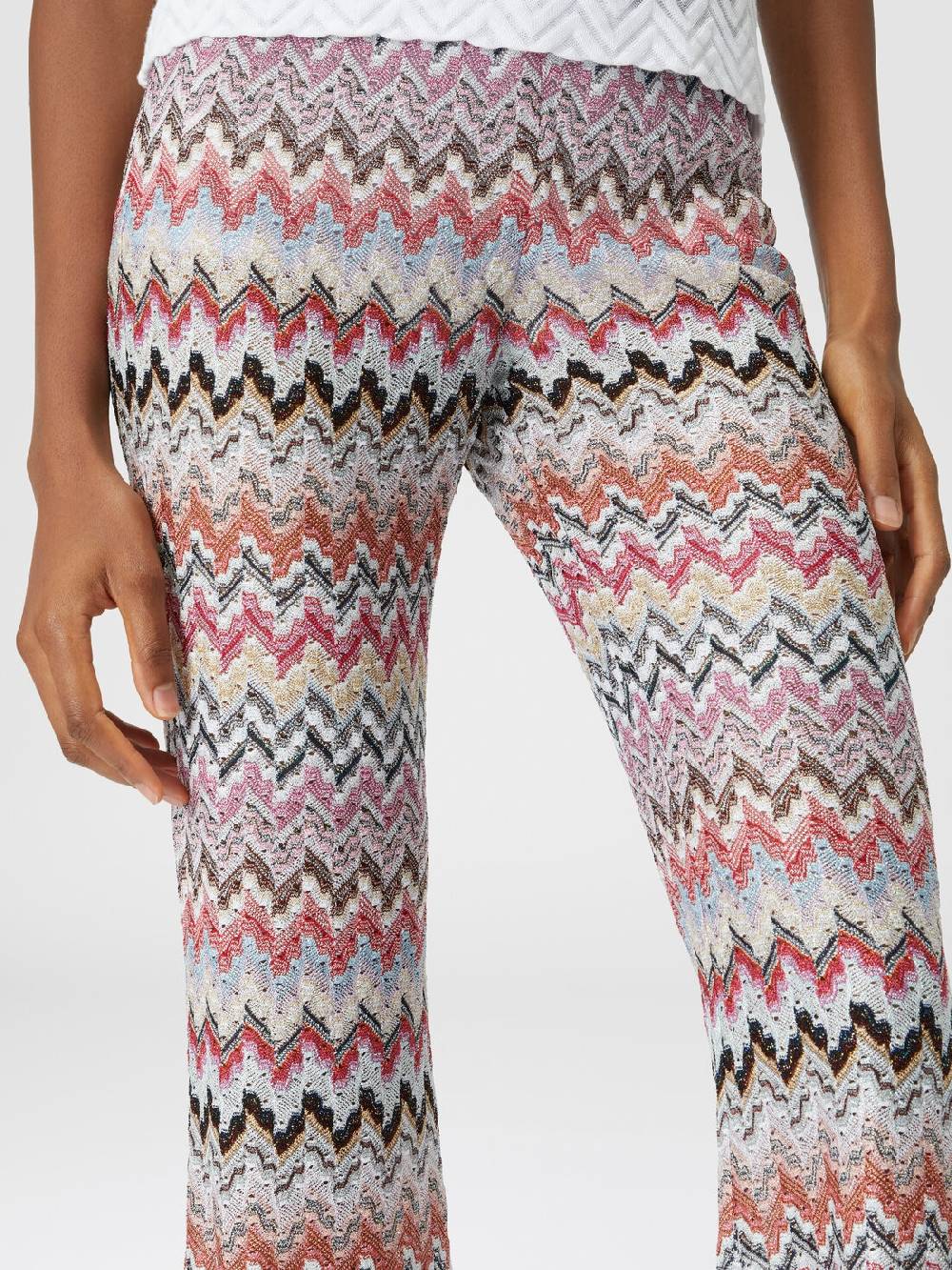 M Missoni Pantaloni flare in misto viscosa lamé zig zag Offerta speciale