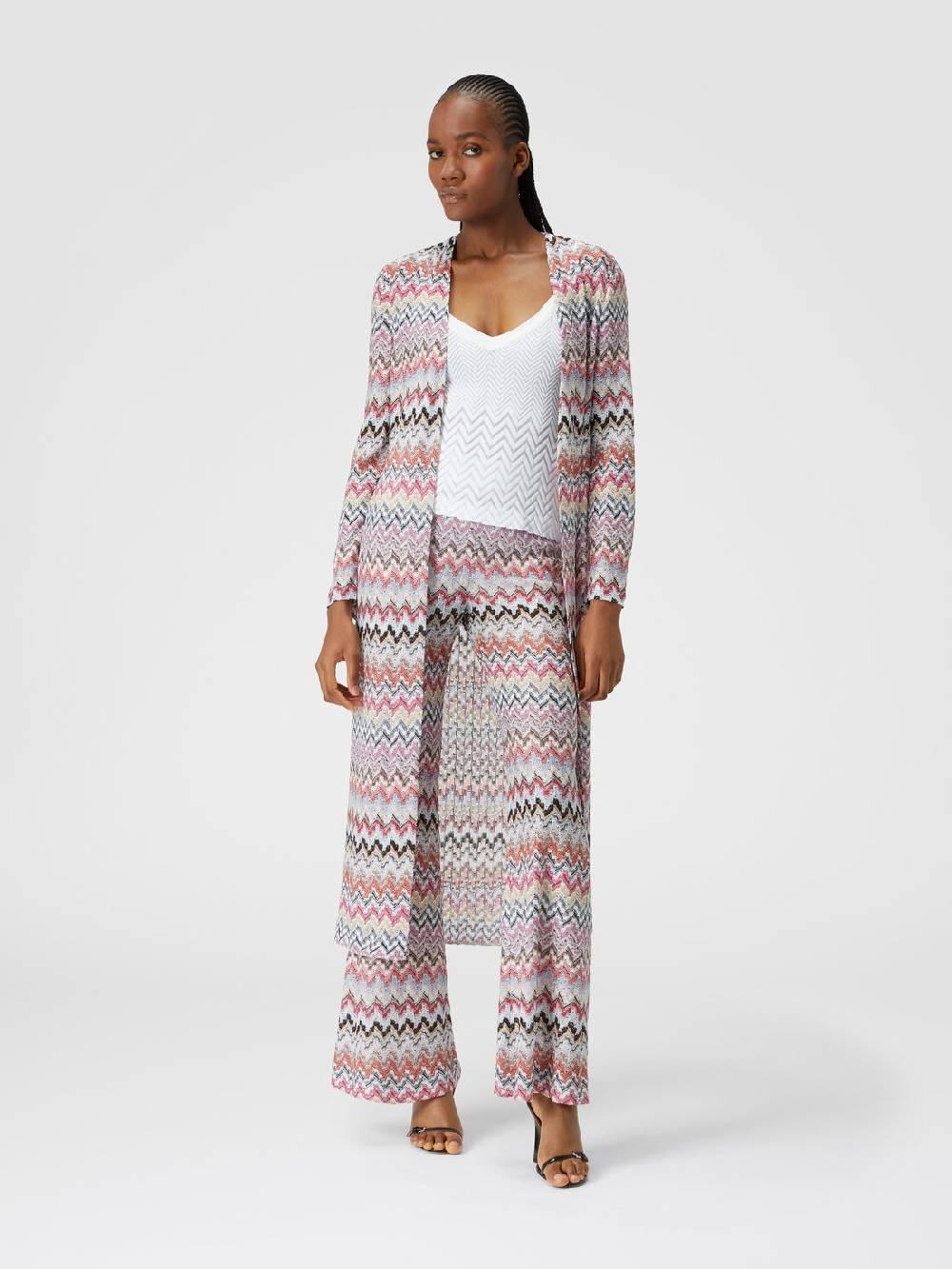 M Missoni Cardigan lungo in maglia lamé zig zag Comprare a buon mercato