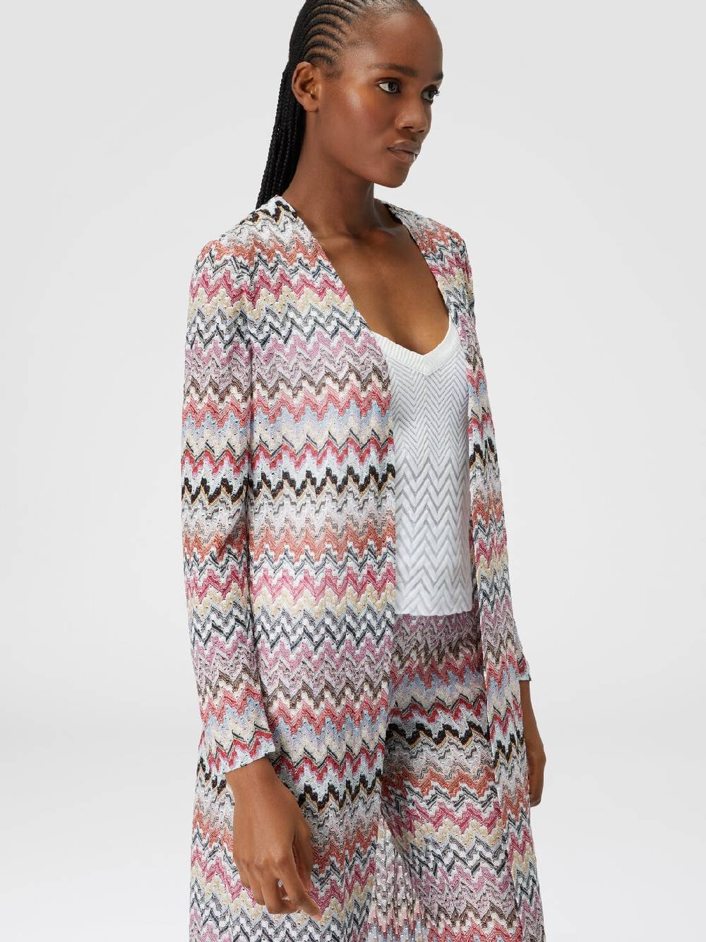 M Missoni Cardigan lungo in maglia lamé zig zag Comprare a buon mercato