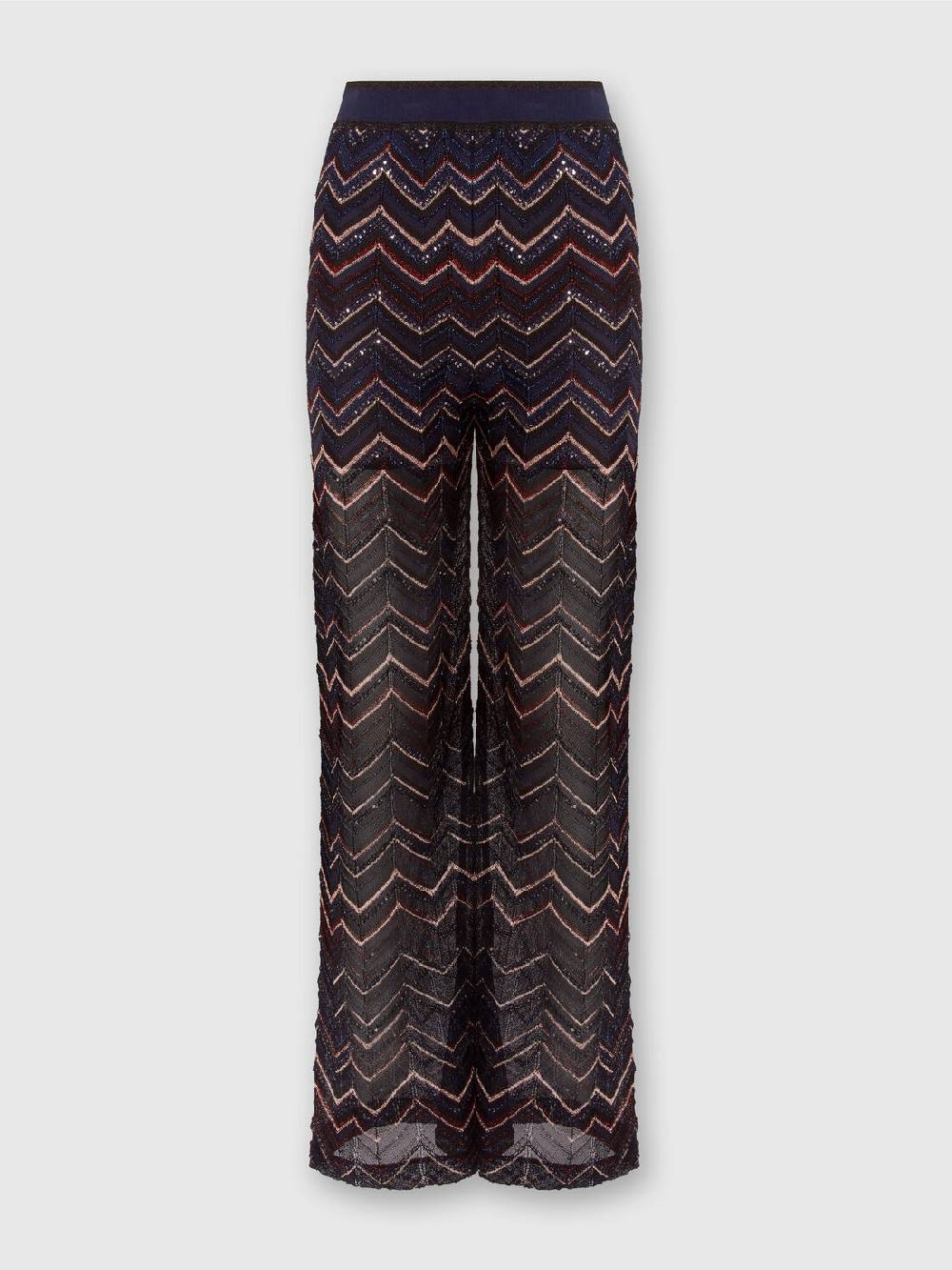 M Missoni Pantaloni in maglia zig zag con lurex e paillettes Offerta natalizia