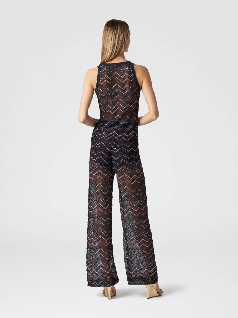 M Missoni Pantaloni in maglia zig zag con lurex e paillettes Offerta natalizia