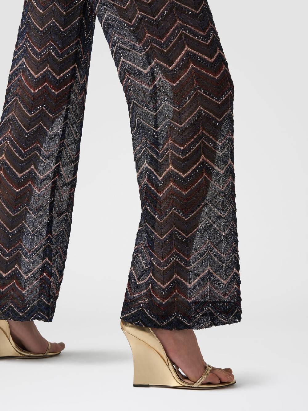 M Missoni Pantaloni in maglia zig zag con lurex e paillettes Offerta natalizia