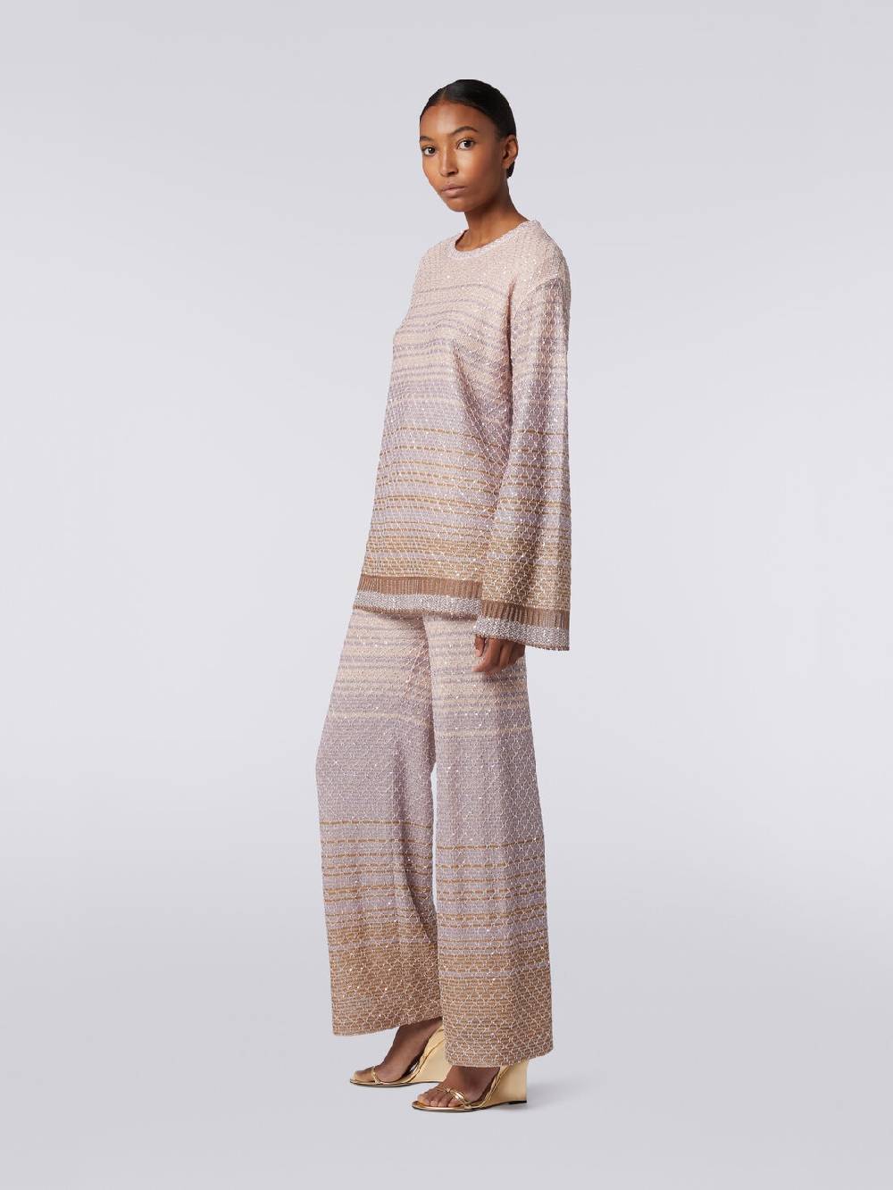 M Missoni Pantaloni in maglia dégradé con paillettes Offerta per la Festa della Mamma