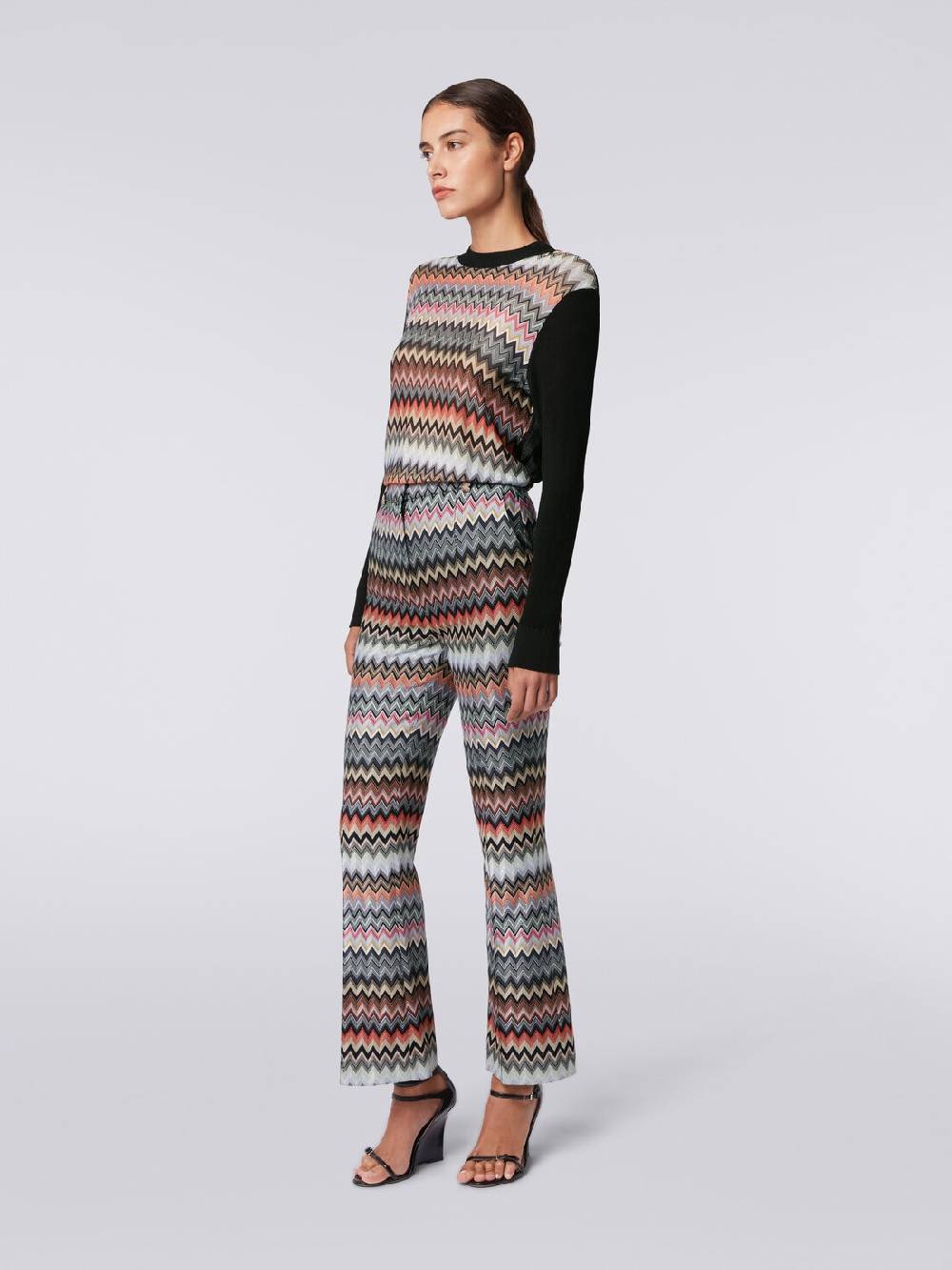 M Missoni Pantaloni cropped in cotone e viscosa zig zag Offerta Anniversario