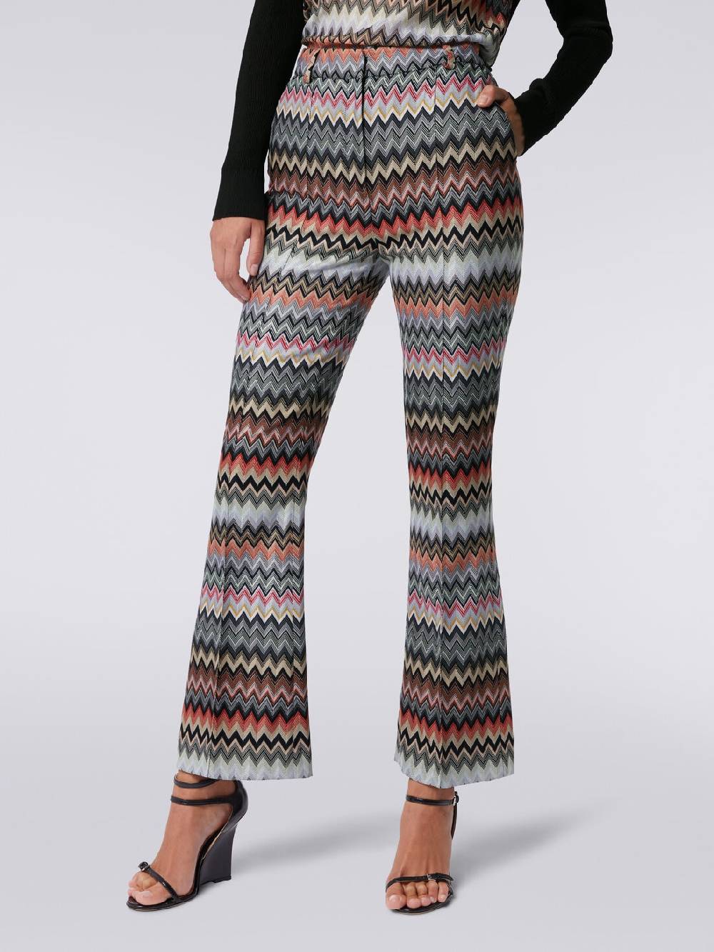 M Missoni Pantaloni cropped in cotone e viscosa zig zag Offerta Anniversario
