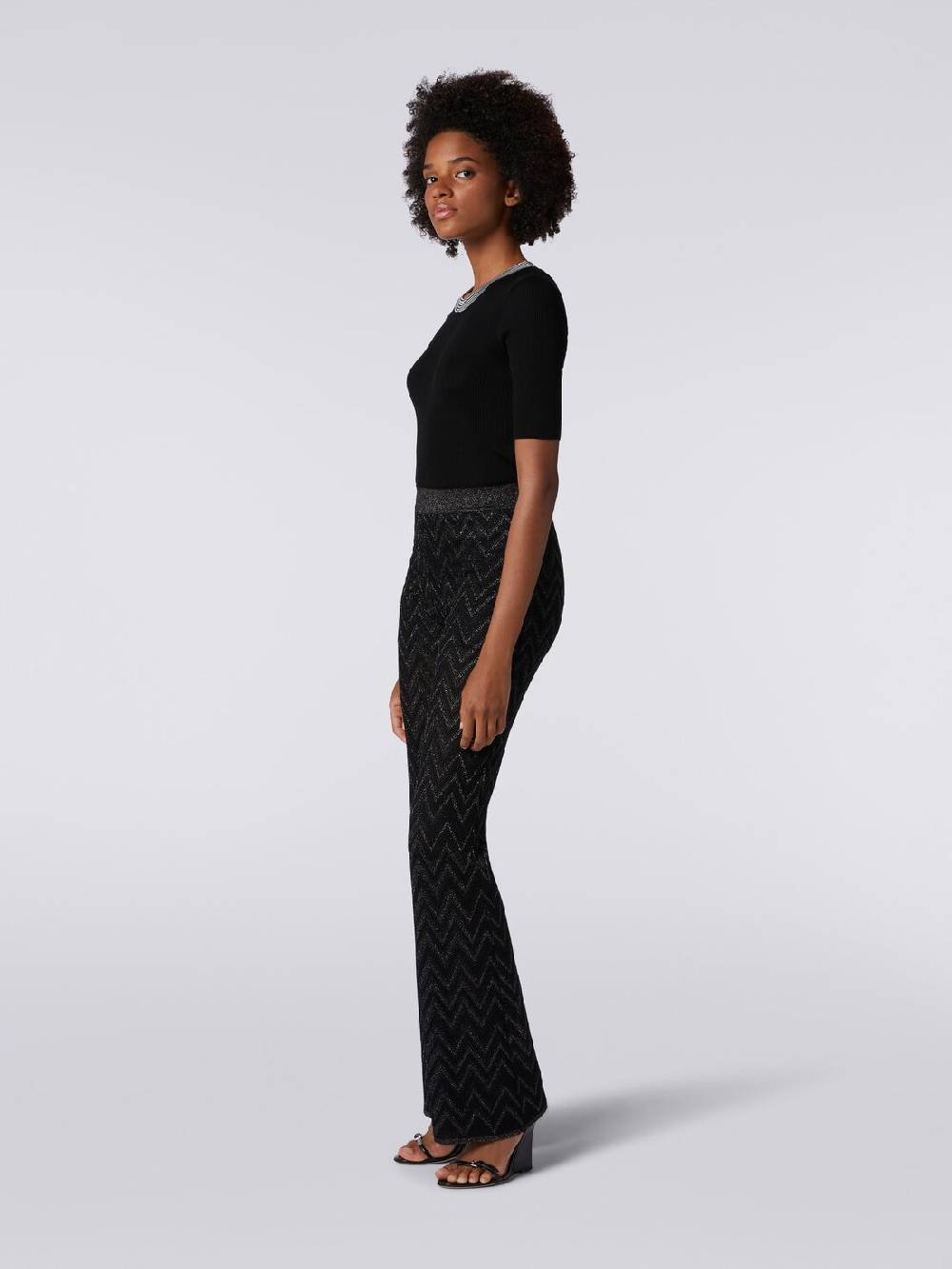 M Missoni Pantaloni in maglia di viscosa zig zag con lurex Smaltimento dello stoccaggio