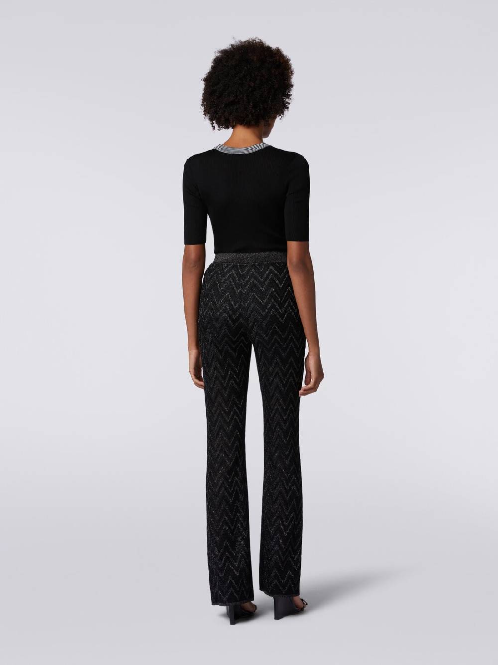 M Missoni Pantaloni in maglia di viscosa zig zag con lurex Smaltimento dello stoccaggio