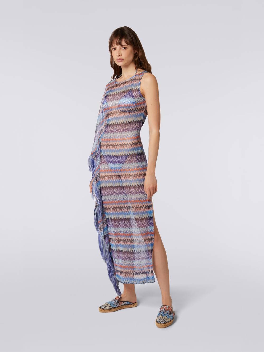 M Missoni Copricostume lungo in tulle di viscosa chevron con frange Latest fashion