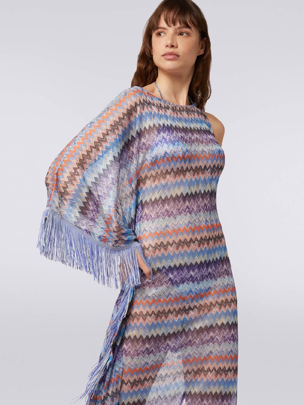 M Missoni Copricostume lungo in tulle di viscosa chevron con frange Latest fashion