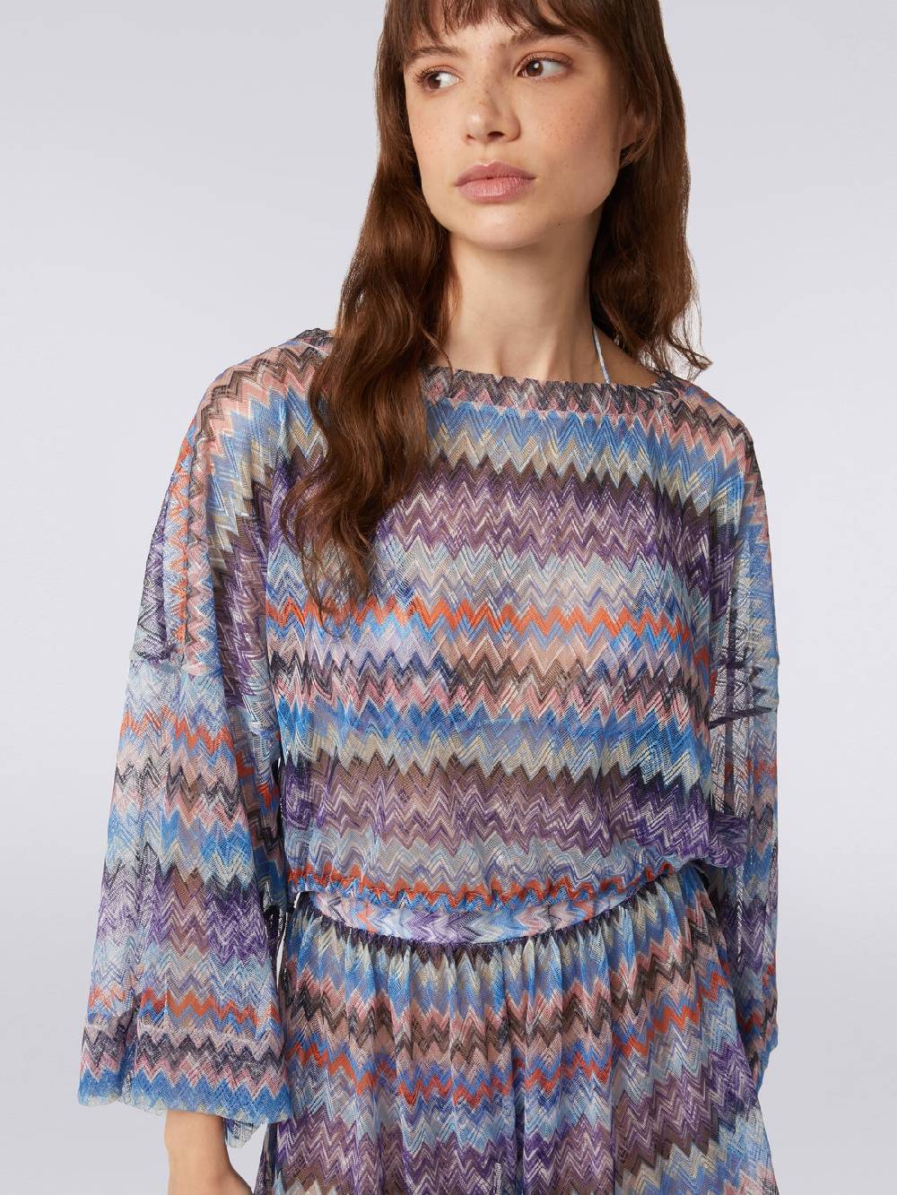 M Missoni Blusa copricostume in tulle di viscosa chevron Offerta temporanea