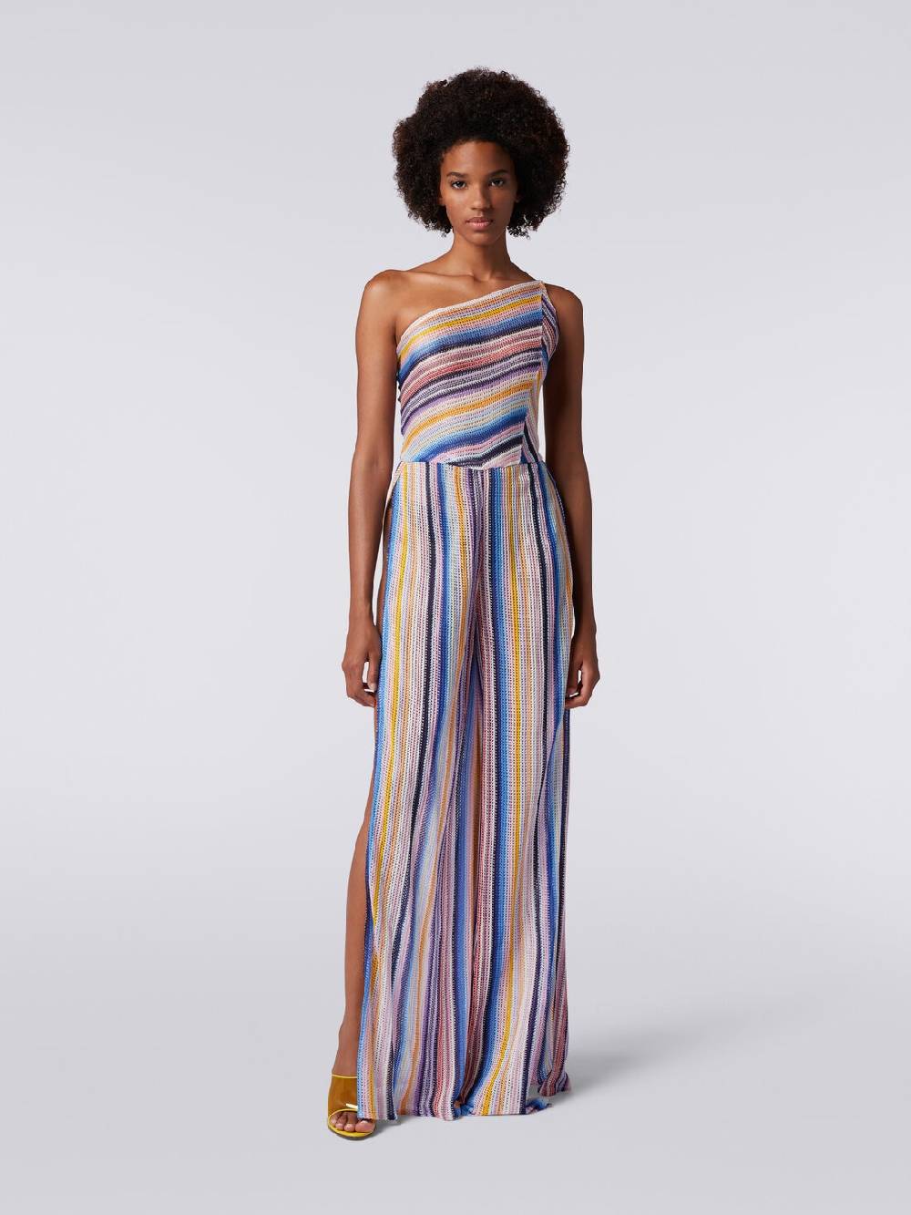 M Missoni Tuta pantalone monospalla in crochet rigato Bestseller
