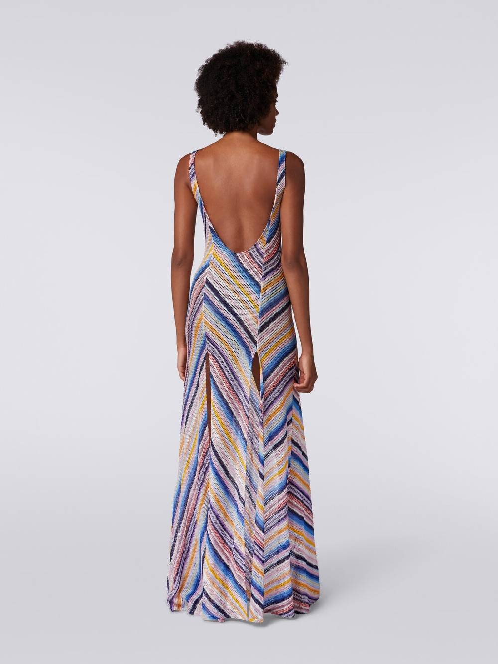 M Missoni Abito copricostume lungo in crochet rigato con spacchi Offerte stagionali