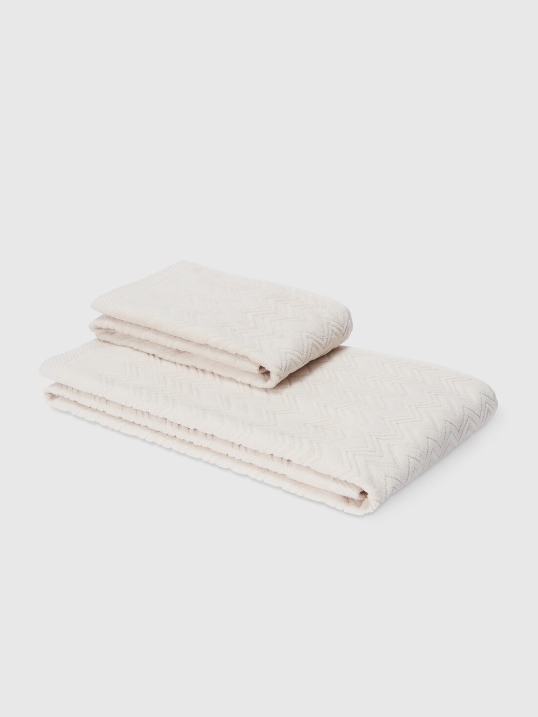 M Missoni Set 2 pezzi di asciugamani da bagno Chalk in spugna di cotone zig zag Rilascio limitato