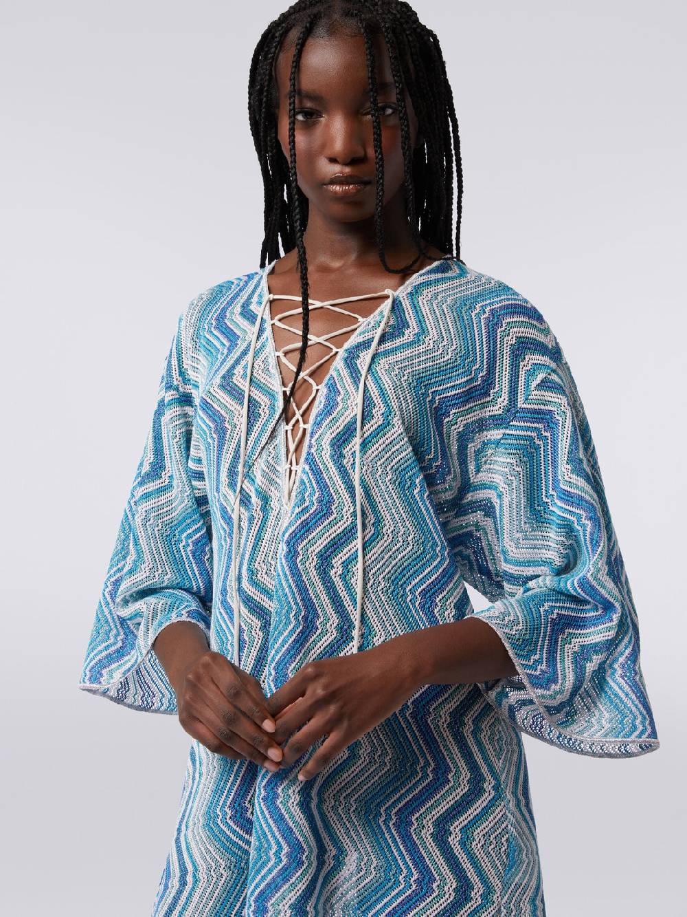 M Missoni Caftano copricostume corto con allacciatura intrecciata Fino al 65% di sconto