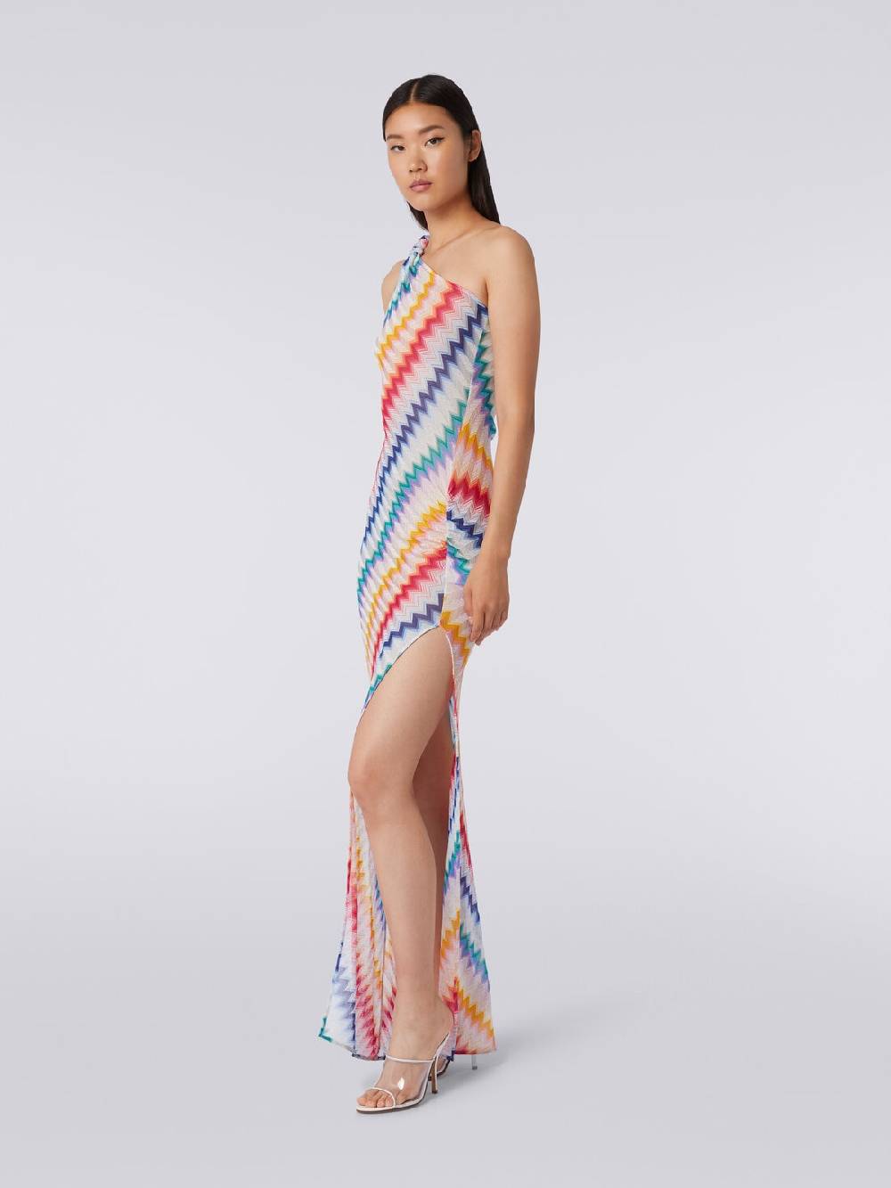 M Missoni Copricostume monospalla lungo con stampa zig zag Sostegno trimestrale