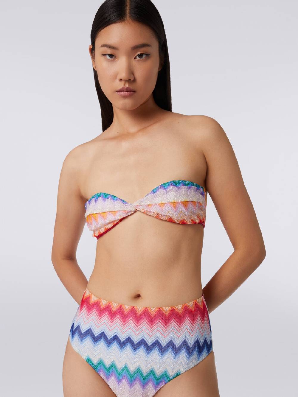 M Missoni Bikini con slip a vita alta in tessuto stampa zig zag Fino al 55% di sconto