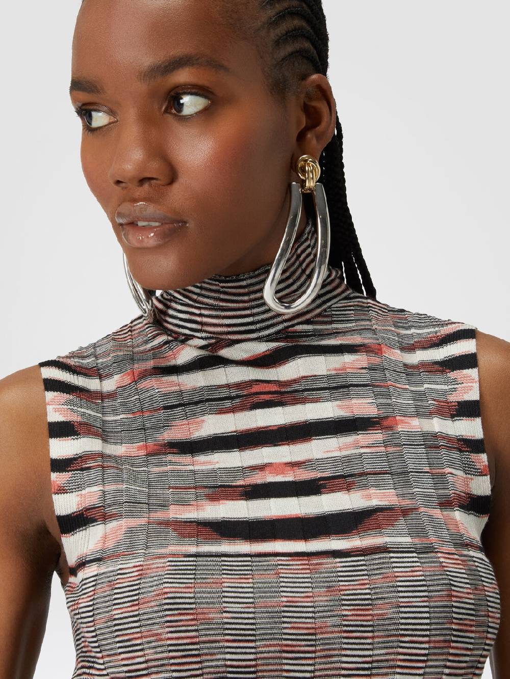 M Missoni Canottiera con collo alto in cashmere e seta a costine Esporta salva