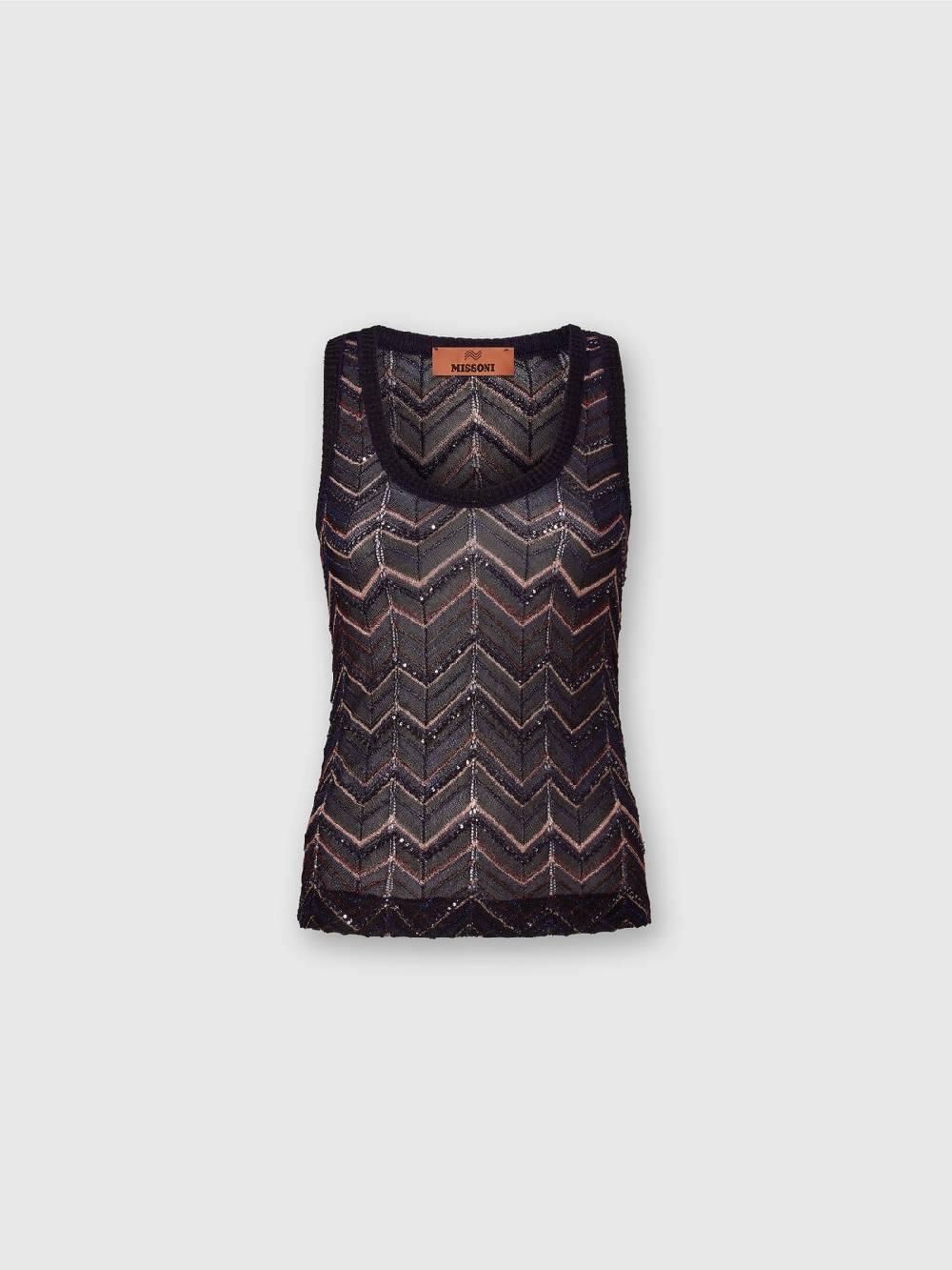 M Missoni Canottiera in maglia zig zag con lurex e paillettes 2025
